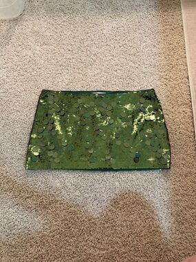 Danielle Guizio Green Sequin Mini Skirt